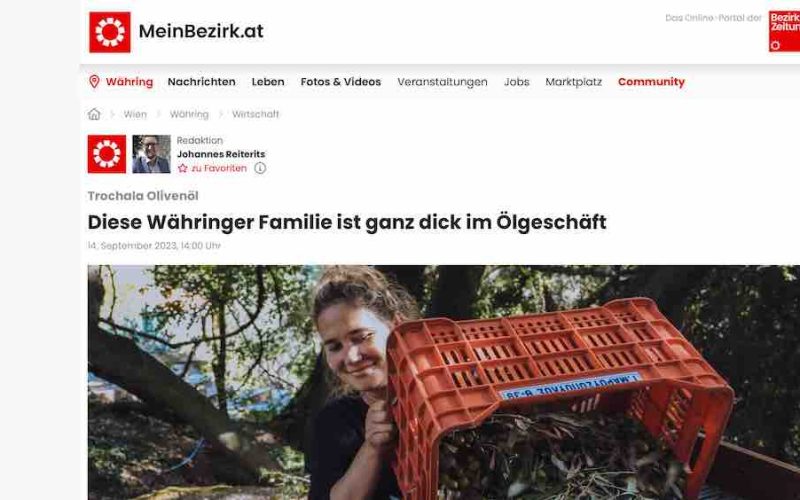 meinbezirk.at Artikel über Trochala Olivenöl
