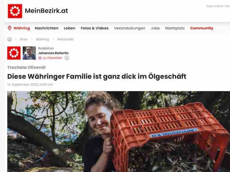 meinbezirk.at Artikel über Trochala Olivenöl